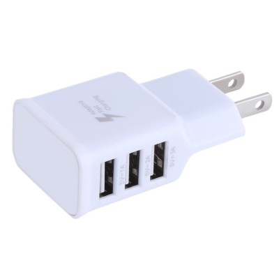 Wholesale US EU Plug 5V 2A 3 usb travel charger phone home USB cable wall charger