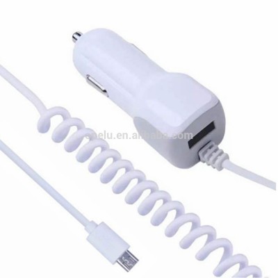 Wholesale Mobile Phone Accessories Micro Usb Fast Spring Car Usb Charger With Cable